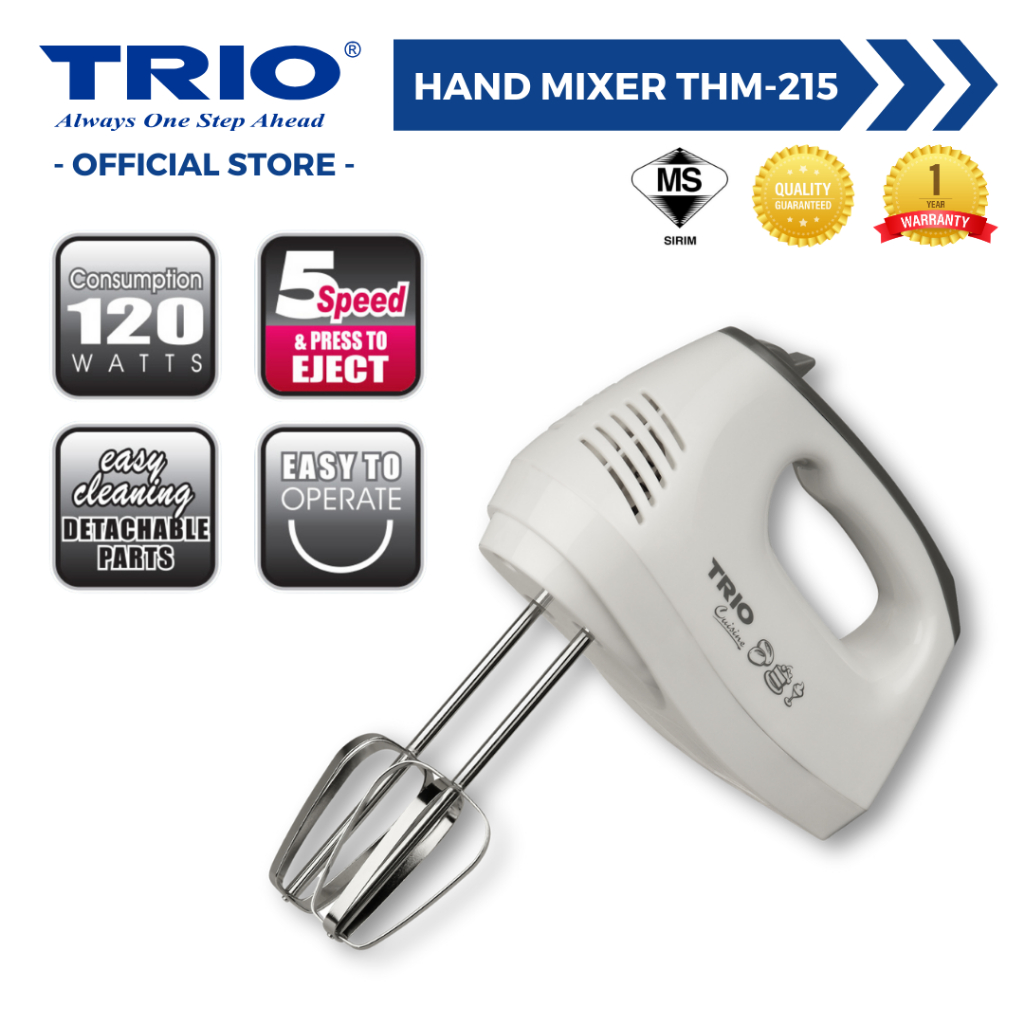 Trio Hand Mixer with 5 Speed and Beater Whisk