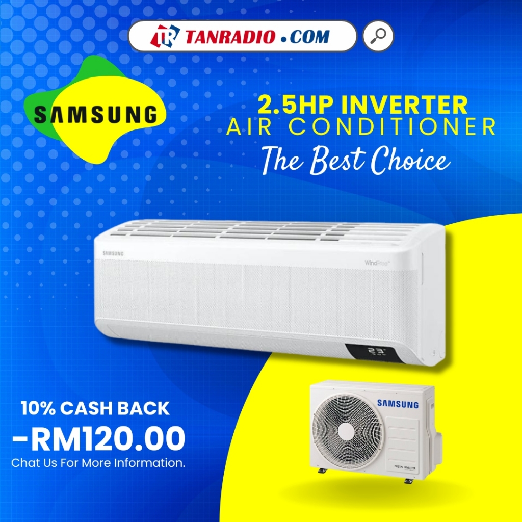 Samsung ( AR10BYFAMWKNME ) 1.0/1.5/2.0 HP R32 Inverter WindFree Deluxe Air Conditioner Auto Clean Pendingin Hawa