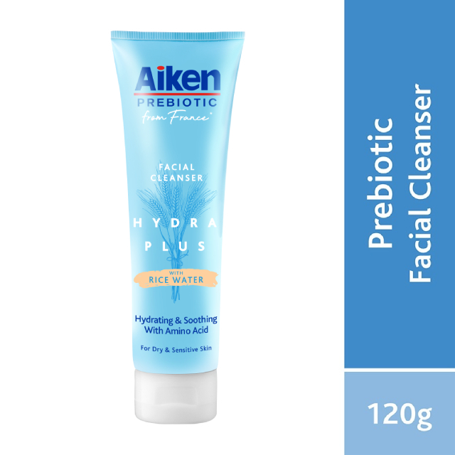 AIKEN Prebiotic Hydra Plus Facial Cleanser 120g | Non-soap | pH-balanced | Non-drying | Amino Acid | Creamy Foam