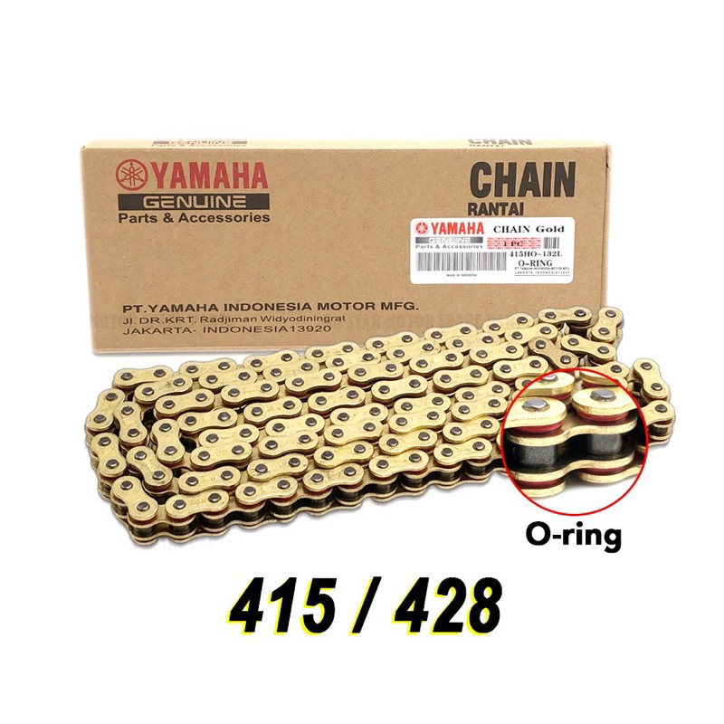 ORIGINAL YAMAHA GOLD ORING CHAIN Heavy Duty 428 415 132L/ Spocket Rantai/ Rantai O Ring 415 Y15 LC13