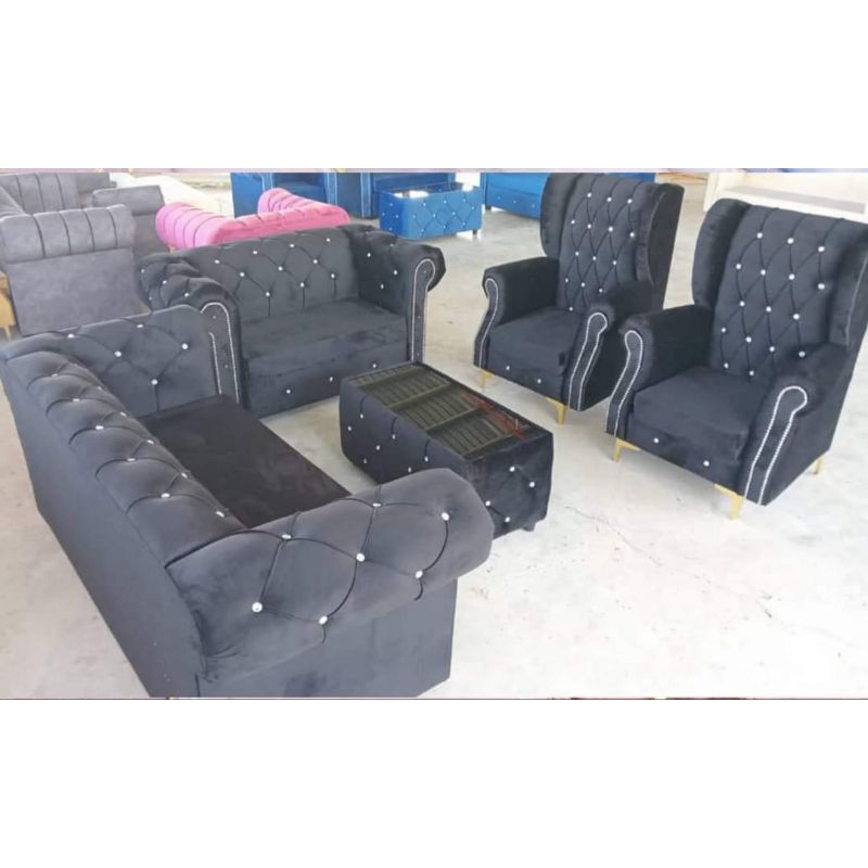 SOFA CHESTERFIELD 3+2+meja kopi + Wingchair
