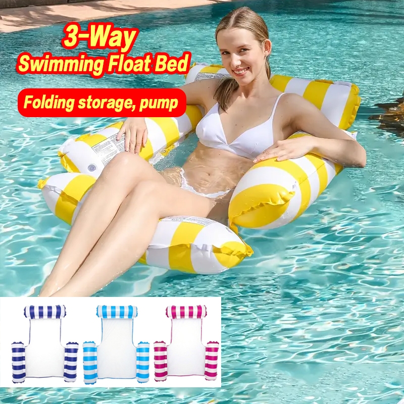 Swim Float Inflatable Row Water Hammock Swimming Pool Foldable Float Air Mattresses Swim Pool Bed Beach Perlampung Kolam