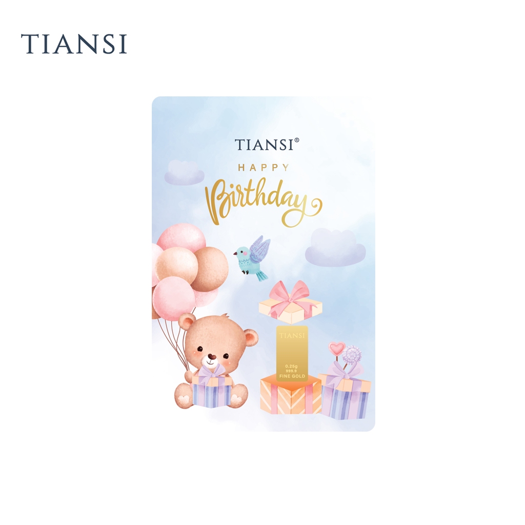 TIANSI 999.9 (24K) Happy Birthday Gold Bar - [0.25gram Fine Gold]