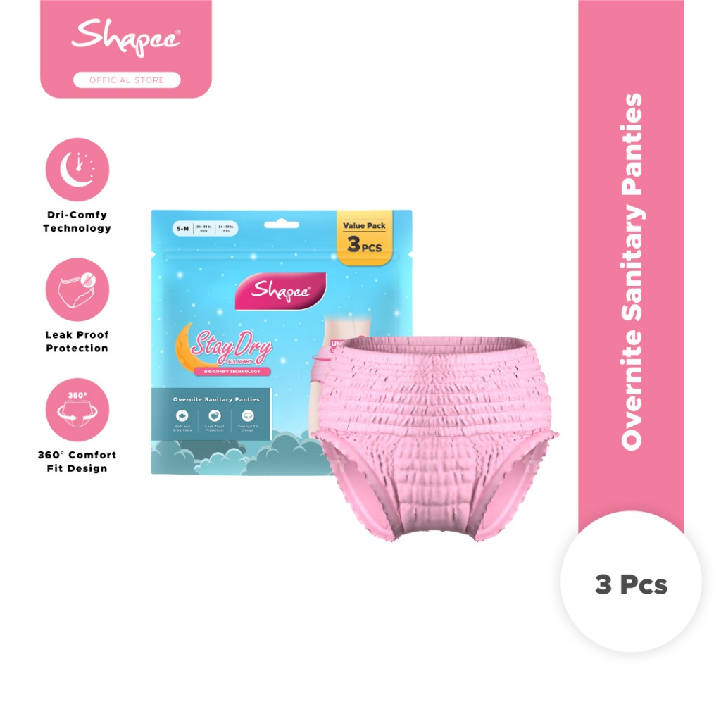 Overnight Sanitary Pants (3pcs) - Heavy flow Period, 2-in-1 Overnight panties, maternity pad