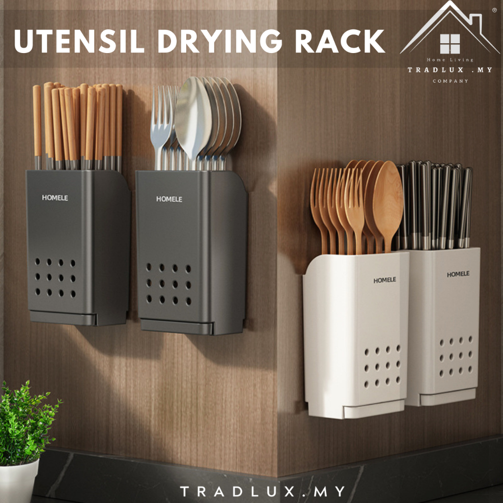 Tradlux Drying Rack Holder For Dishwasher Utensil Drying Drain Basket For Countertop Caddy Cutlery Storage