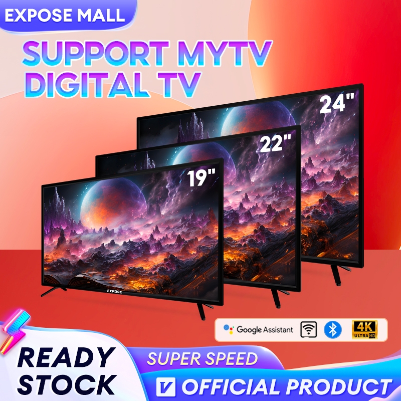 Digital TV 19 inch TV Murah 32'' EXPOSE 19"/22"/24" /32" /43" Television Support MYTV 4K UHD LED Dolby Sound CVBS/AUDIO