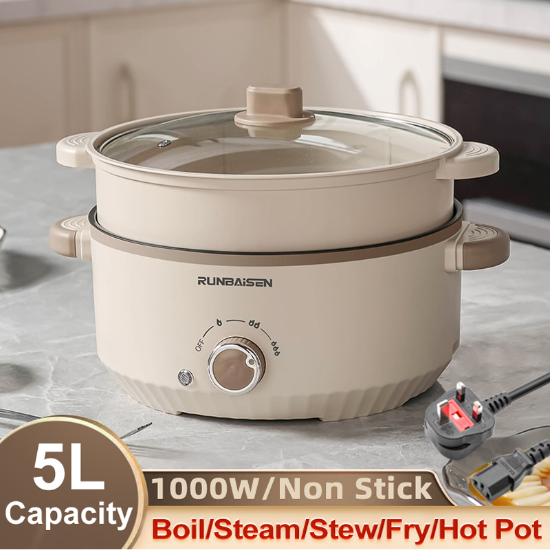 Large Capacity Multifunctional Electric Cooker 电煮锅 Non-Stick Multi Cooker with Steamer Upgraded Electric Hot Pot