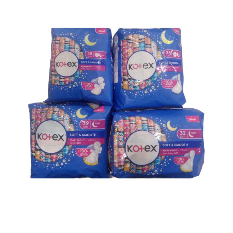 NEW KOTEX SOFT & SMOOTH MAXI NIGHT (32 CM NIGHT & 28 CM DAY NIGHT) -( NON WING / WING)
