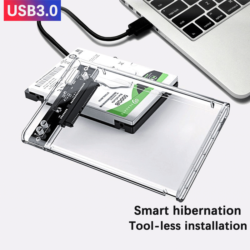 External Hard Disk Case 2.5 inch Free SATA to USB 3.0 Cable Transparent SSD HDD Casing Cover Enclosure for Laptop PC硬盘外壳