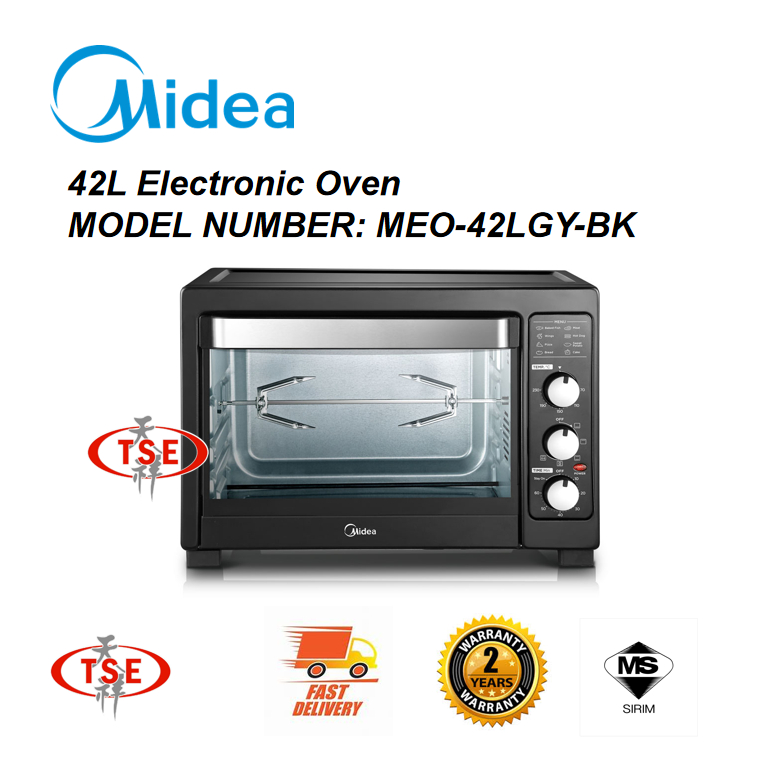 Midea MEO-42LGY-BK 9-Slices Toast 12-Inch Pizza Oven 42L