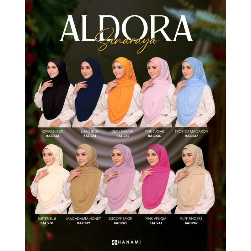 HANAMI BAWAL ALDORA REVOLUSI tudung bawal sarung Plain Korean/diamond Chiffon Bidang 55”