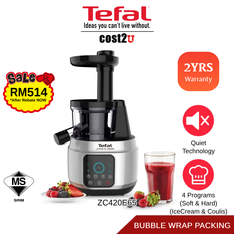 Tefal Juice N' Clean Slow Juicer | ZC420 ZC420E65 (Pengisar Mixer Blender Smoothies Ice Cream Maker Juicer 搅拌机)