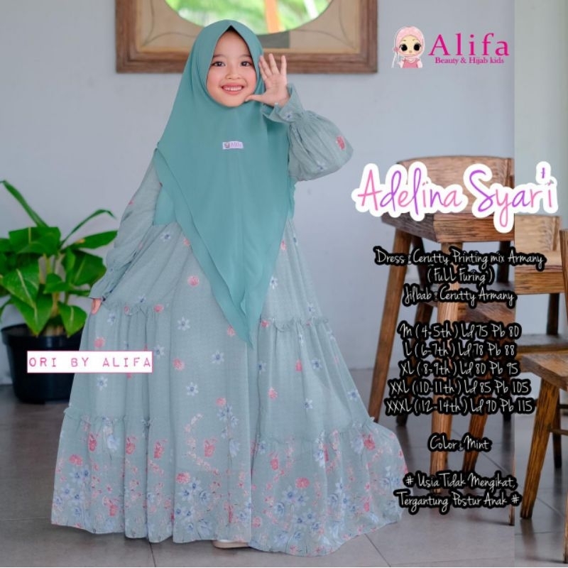 [NEW READY][ENT ALI] Jubah anak perempuan/gamis muslimah /GAMIS SYARI Adeline KIDS/dress raya aldifitri 2024