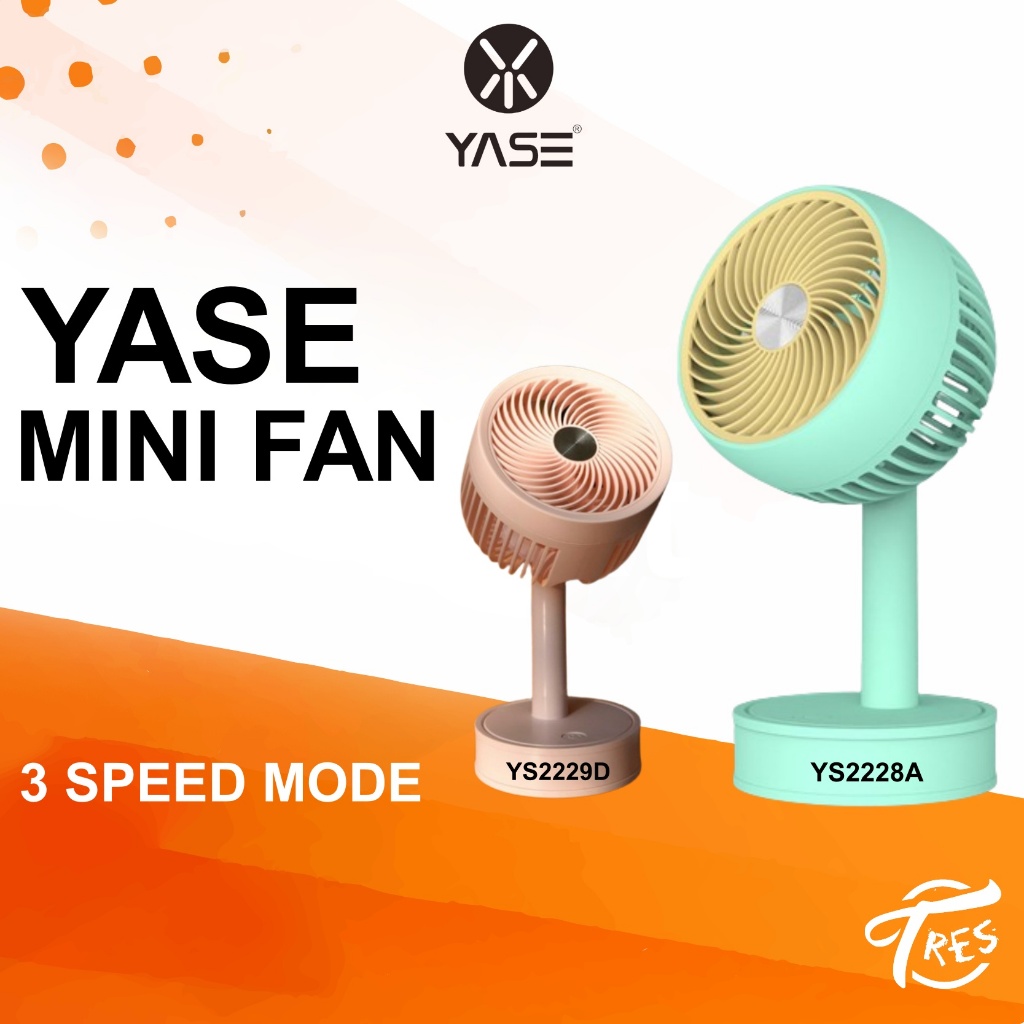 Tresgadget Adjustable Mini Fan Kipas Small Cooling Handy Desk  Table Portable Battery USB Rechargeable YS2228A YS2229D