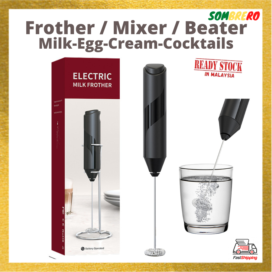 Milk Frother | Foamer | Mixer | Blender | Eggbeater | Whisker | Mini Handheld | Portable | Battery | Wireless | Steel