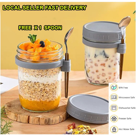 Oatmeal Cup Overnight Oats Breakfast Cup Free Spoon Sealed Cup Yogurt Cereal Cup Gradient Cup portable salad cup
