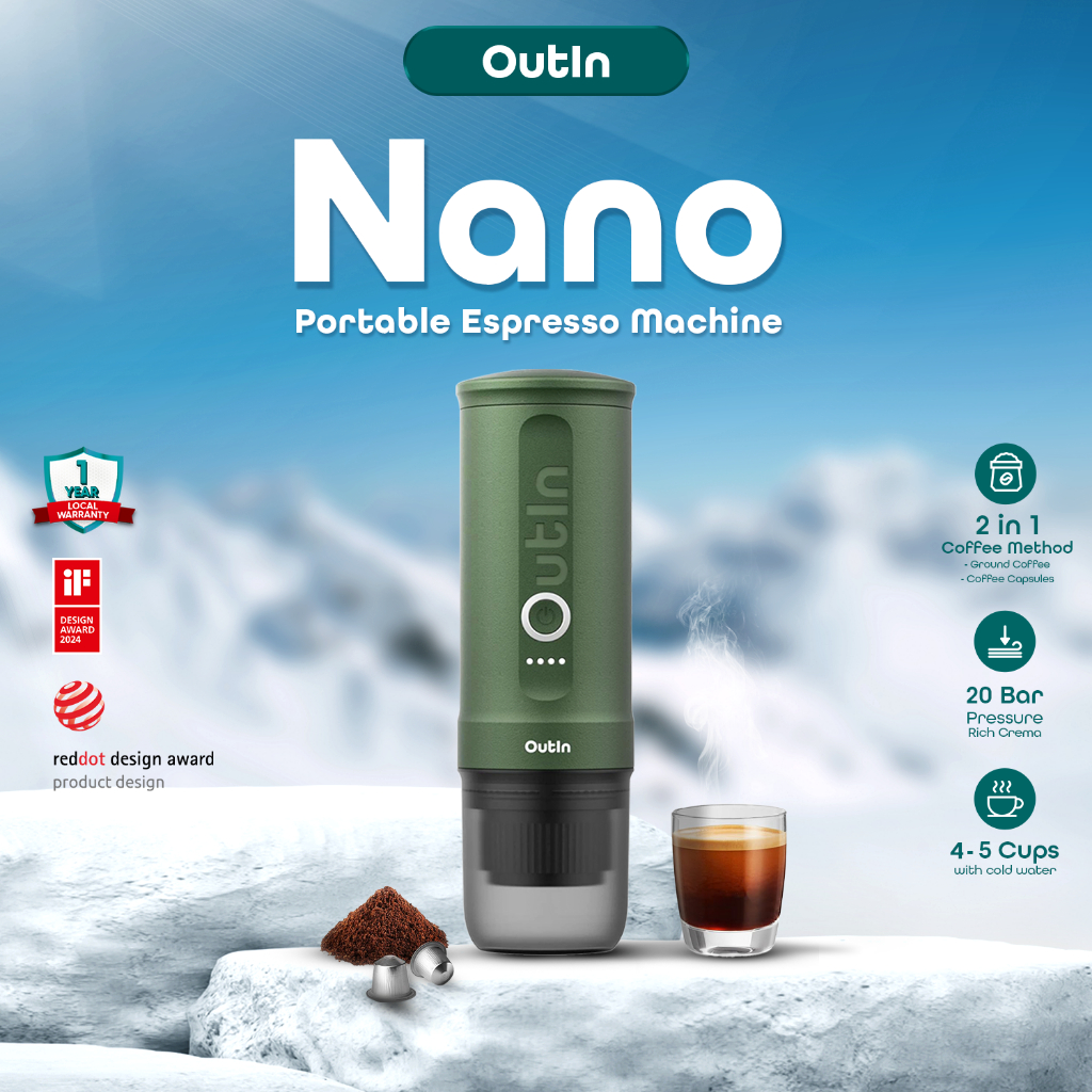 Outin Nano Portable Electric Espresso Machine With 3-4 Min Self-Heating