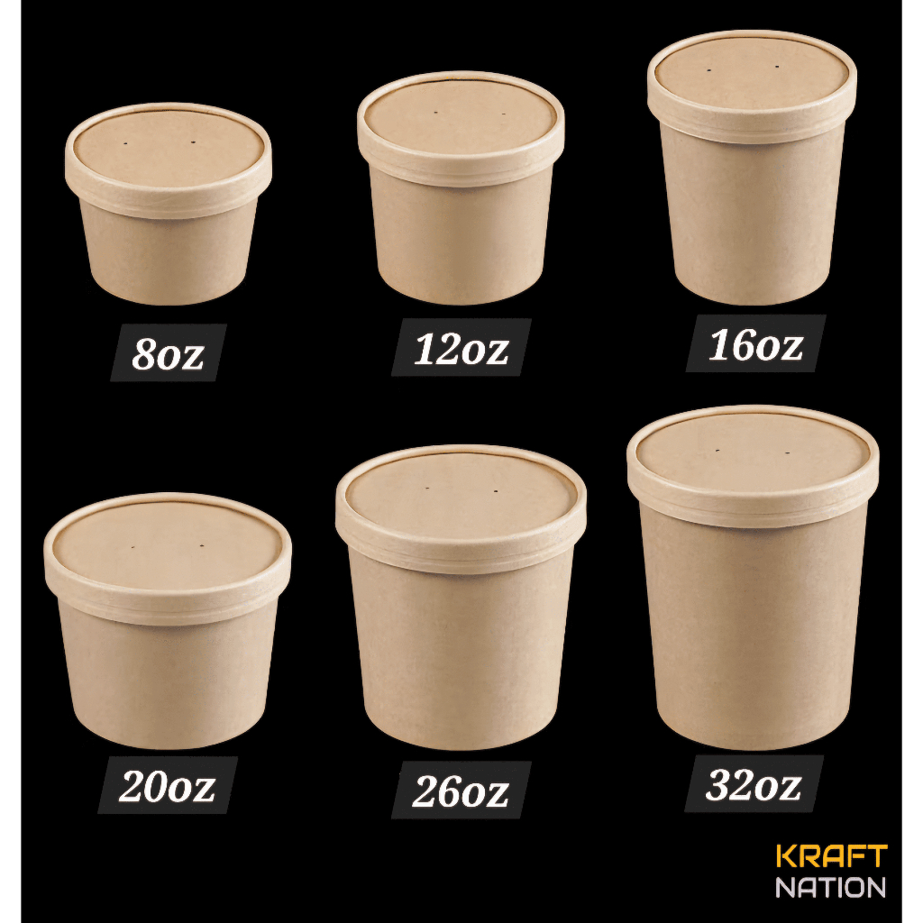 [Premium] Kraft Brown Paper Tub Paper Bowl /Porridge/Soup/Brownie/YogurtTub 6/8/12/16/20/26/32oz Container with