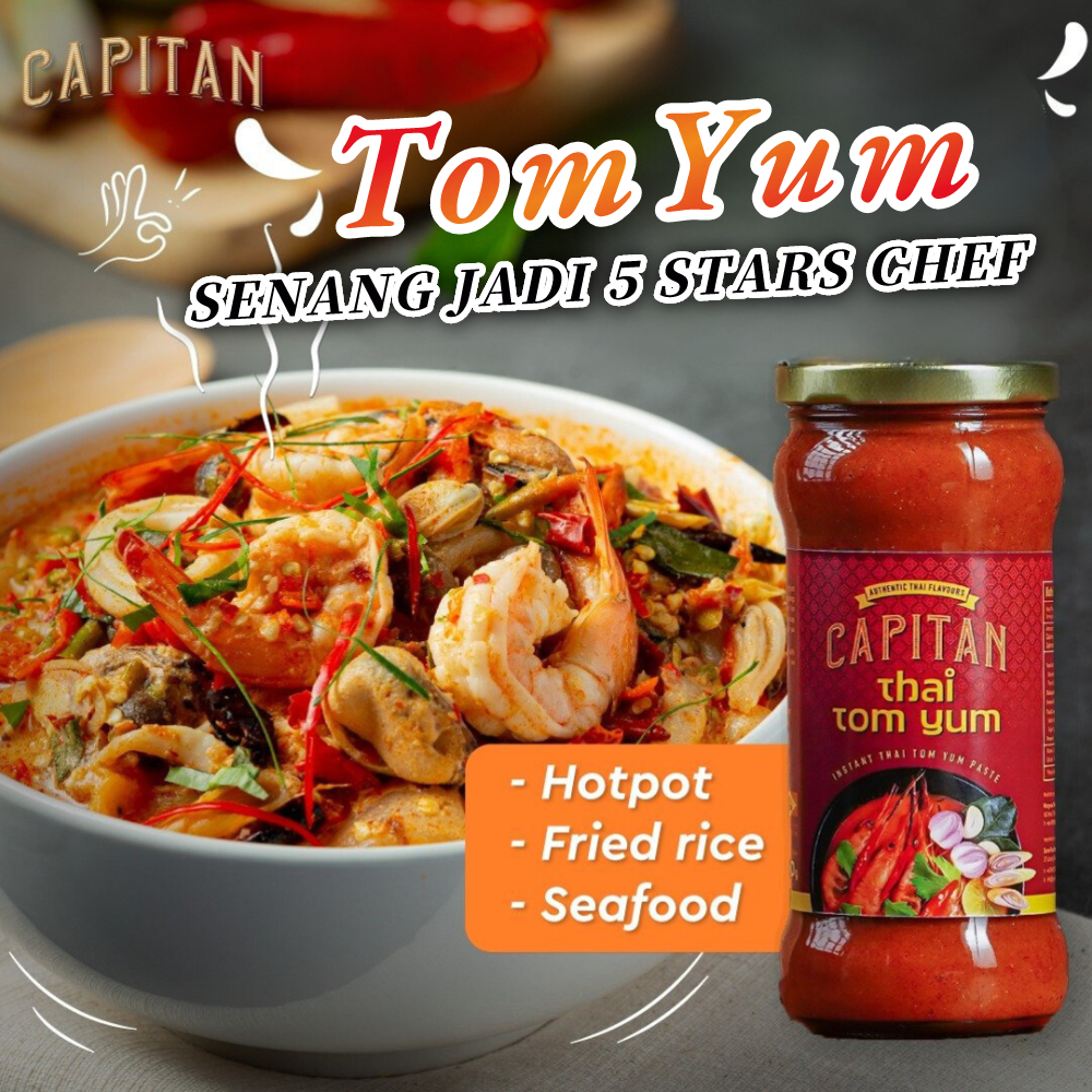 [HALAL] CAPITAN Thai Tomyum Cooking Paste Chef Tom Yum Sour Spicy (340g)