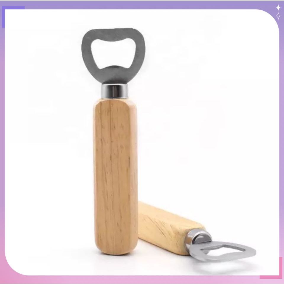 (B10) Wooden Handle Bulk Bottle Opener Cheap Wood Beer Bottle Opener 木柄不锈钢啤酒开瓶器汽水开瓶器