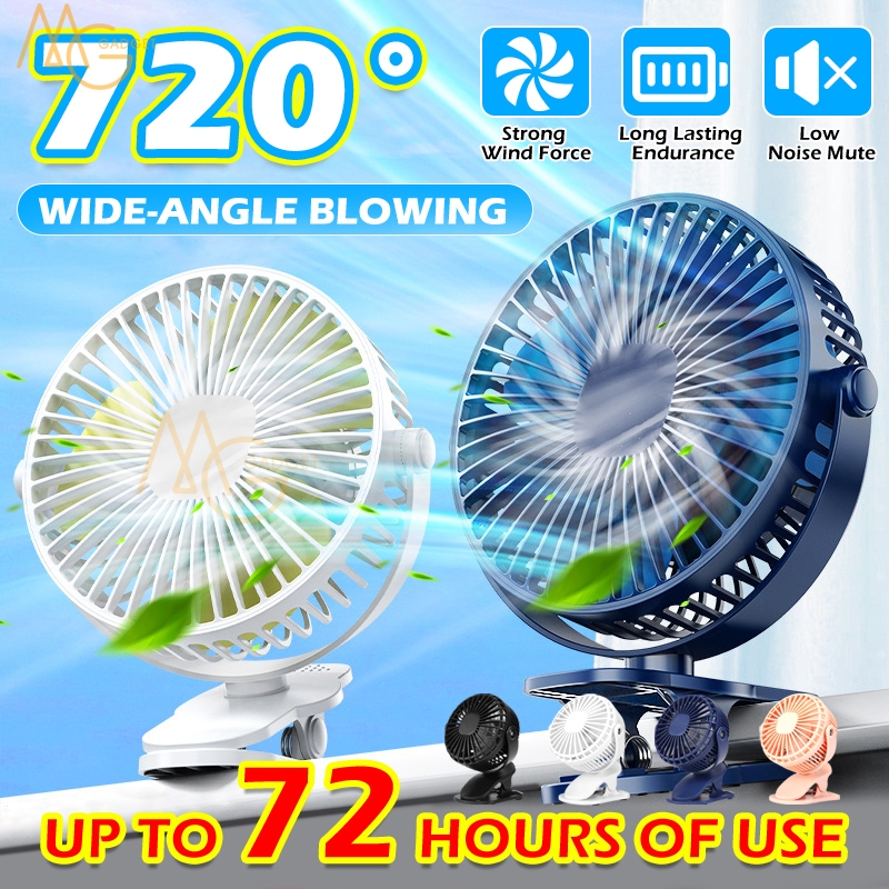 Kipas Mini Fan Clip Cooling Fan Desktop Table Fan 720° Spin Kipas USB Rechargeable Baby Stroller Cooling Fan 風扇  夹子风扇