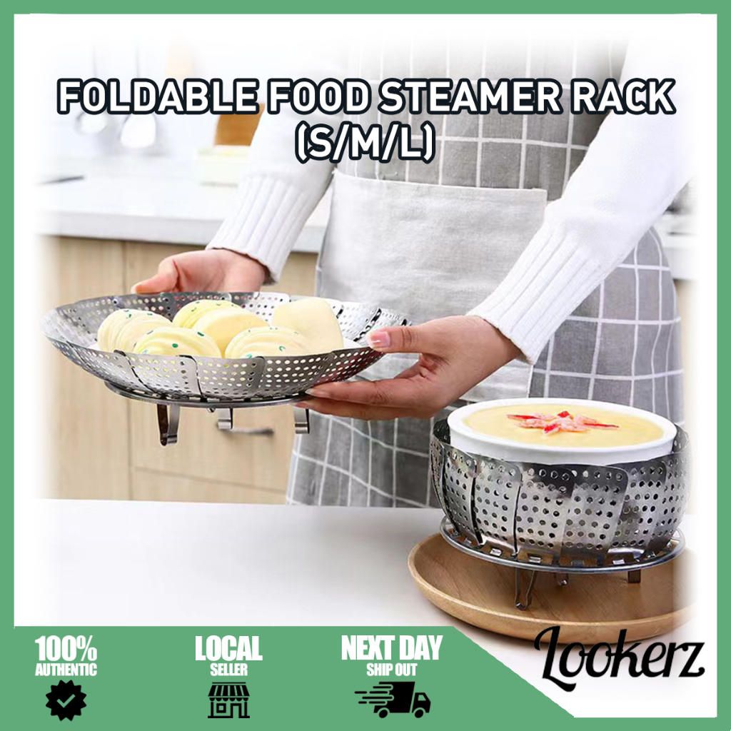 ✅[MY] Foldable Food Steamer Rack/ Extendable Steam Basket/ Vegetable Draining Tray/ Stainless Steel Creative Steamer