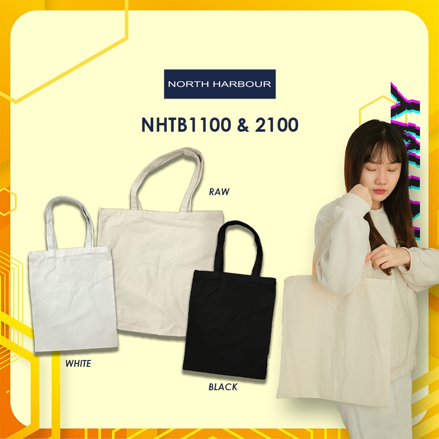 North Harbour NHTB1100 NHTB2100 NTMY.os Tote Bag Custom Printing Cotton Canvas Bag Souvenir 10oz