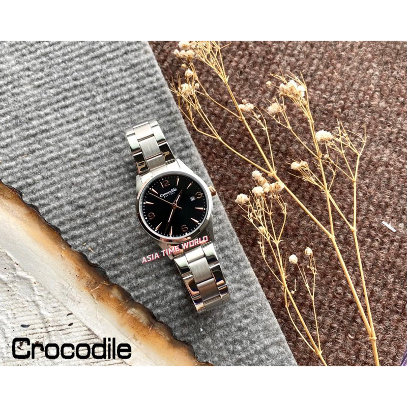 [Original] Crocodile CR6662.328 Elegance Women Watch with Black Dial Silver Stainless Steel | Official Warranty