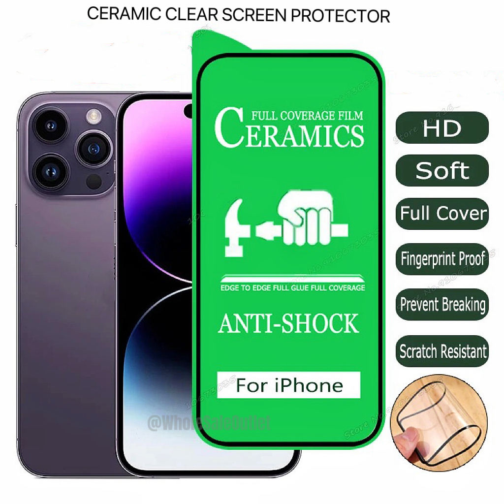 iP Phone 11 12 12 14 15 16 Pro Max mini XR Xs Xs Max 6 7 8 Plus Ceramic Film Screen Protector Clear