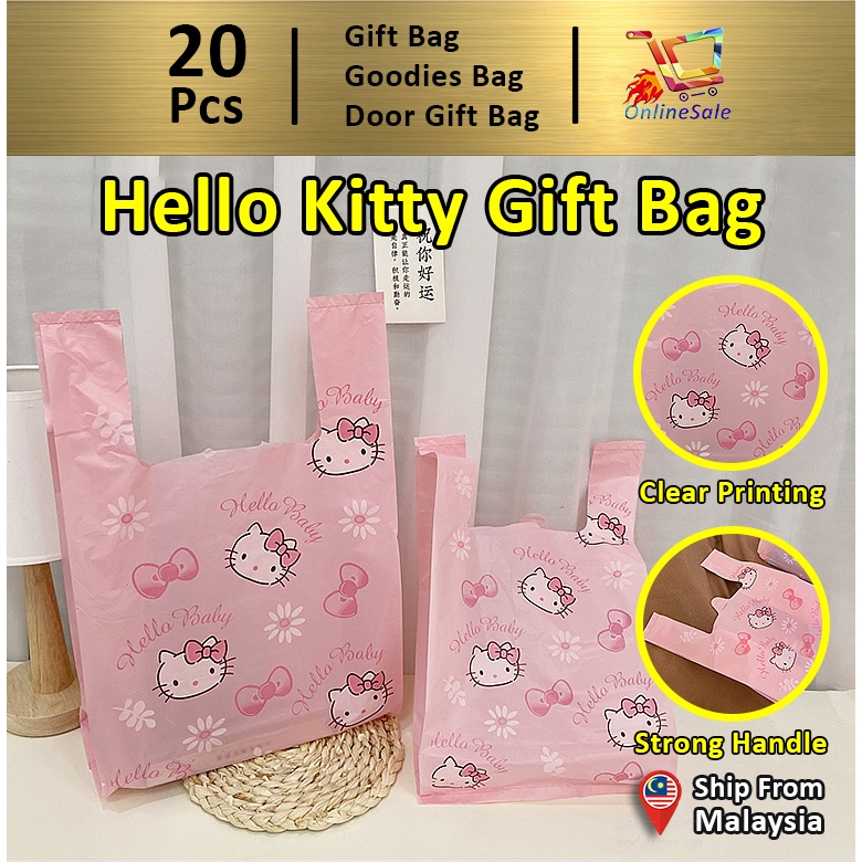 Gift Bag 20pcs Goodies Bag Door Gift Birthday Wedding Party (50) Hello Kitty Pink Baby Plastic Bags