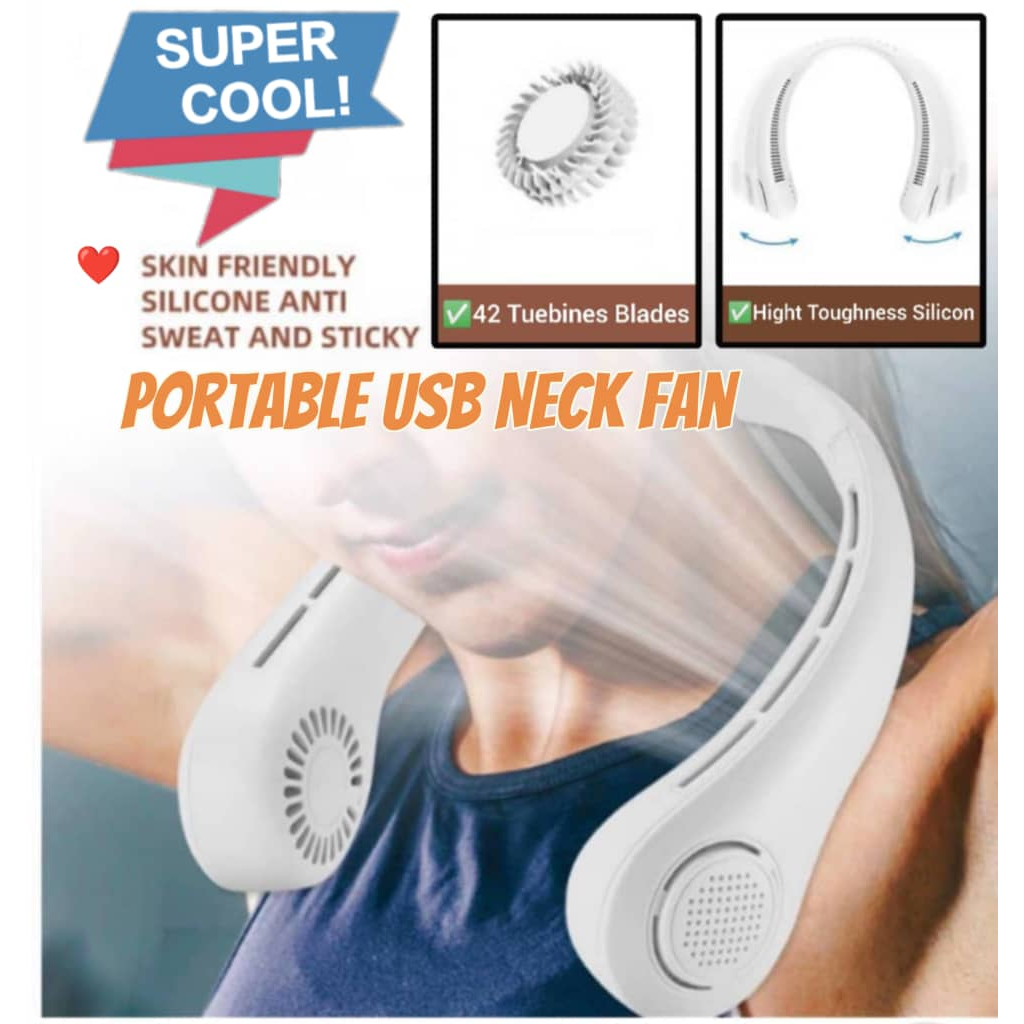 Kipas Mini Fan | Kipas Leher | Neck Fan | USB Rechargeable 360° Surrounding Air Cooling Bladeless Fan Kipas Leher 挂脖风扇
