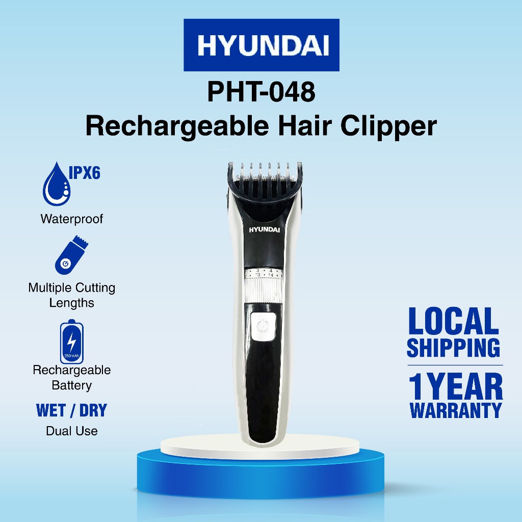 Hyundai PHT-048 Professional Cordless Hair Trimmer Hair Cutting Rechargeable Electric Adjustable Hair Clipper