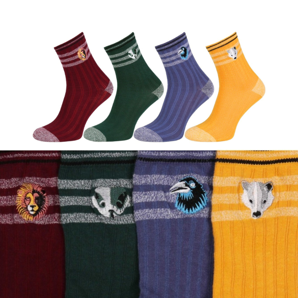 ❤️HOGWARTS❤️ Women HP Harry Potter Magic Wizard School House Gryffindor Hupplepuff Ravenclaw Embroidery Crew Sock