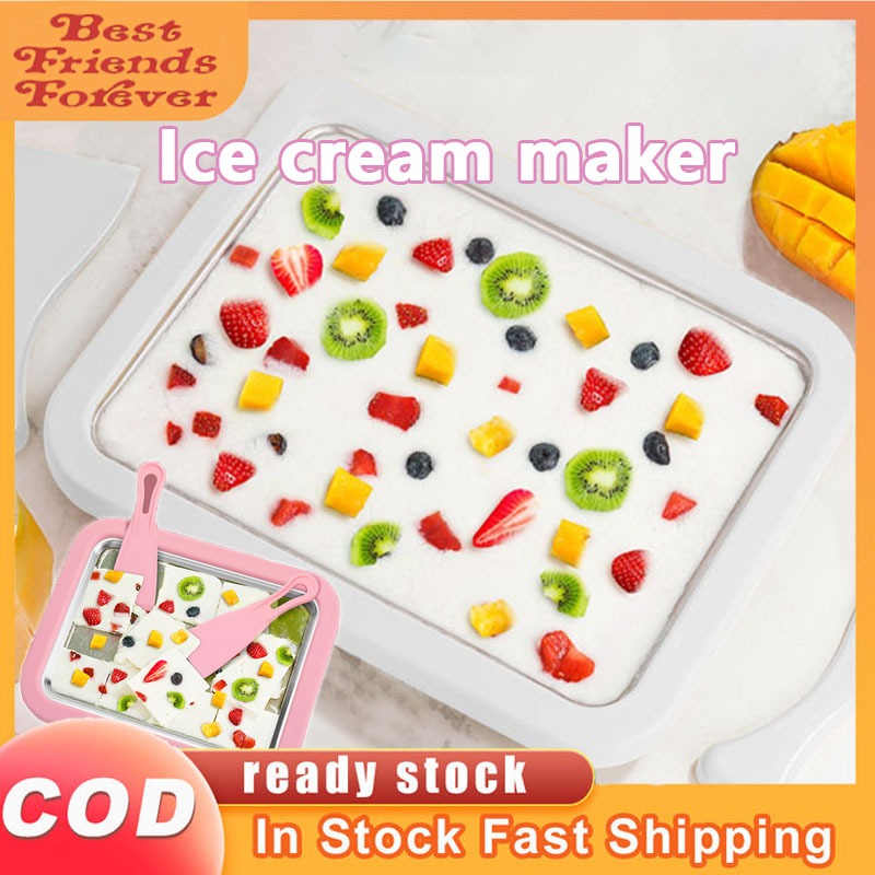 BFF 24SS Fried Ice Machine Mini Ice Cream Maker With 2 Spatulas Fruit Salad Sweet Spot Roll Pan Aiskrim yogurt pinggan