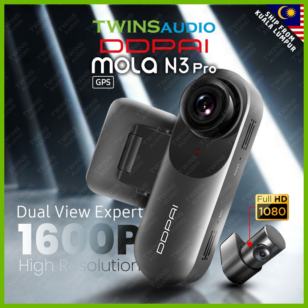 DDPAI Mola N3 Pro Gps Front and Rear 1600P HD GPS DVR Android Wifi Smart Connect Car Camera Recorder