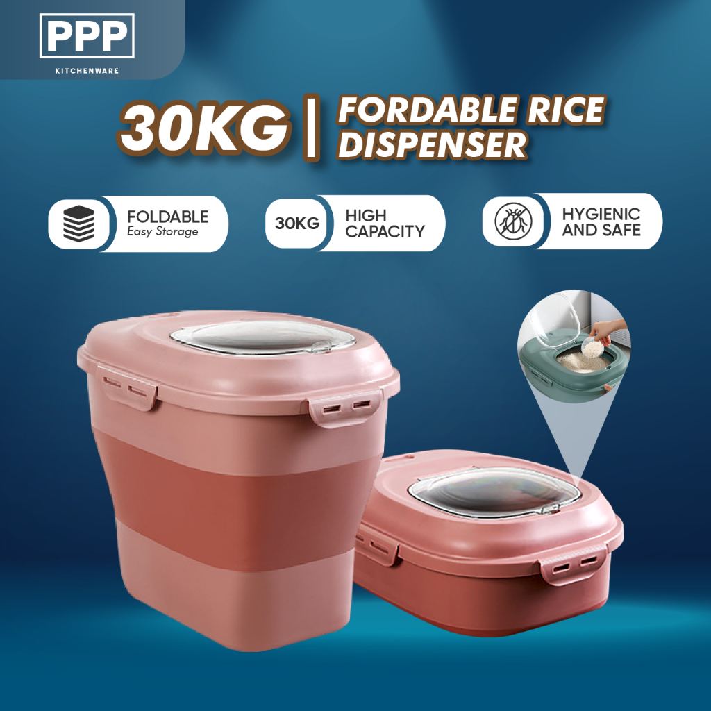 Foldable Multifunction Rice Dispenser (Max Capacity 30KG) / Storage Box, Bekas beras, 防虫防潮密封米箱/收纳盒