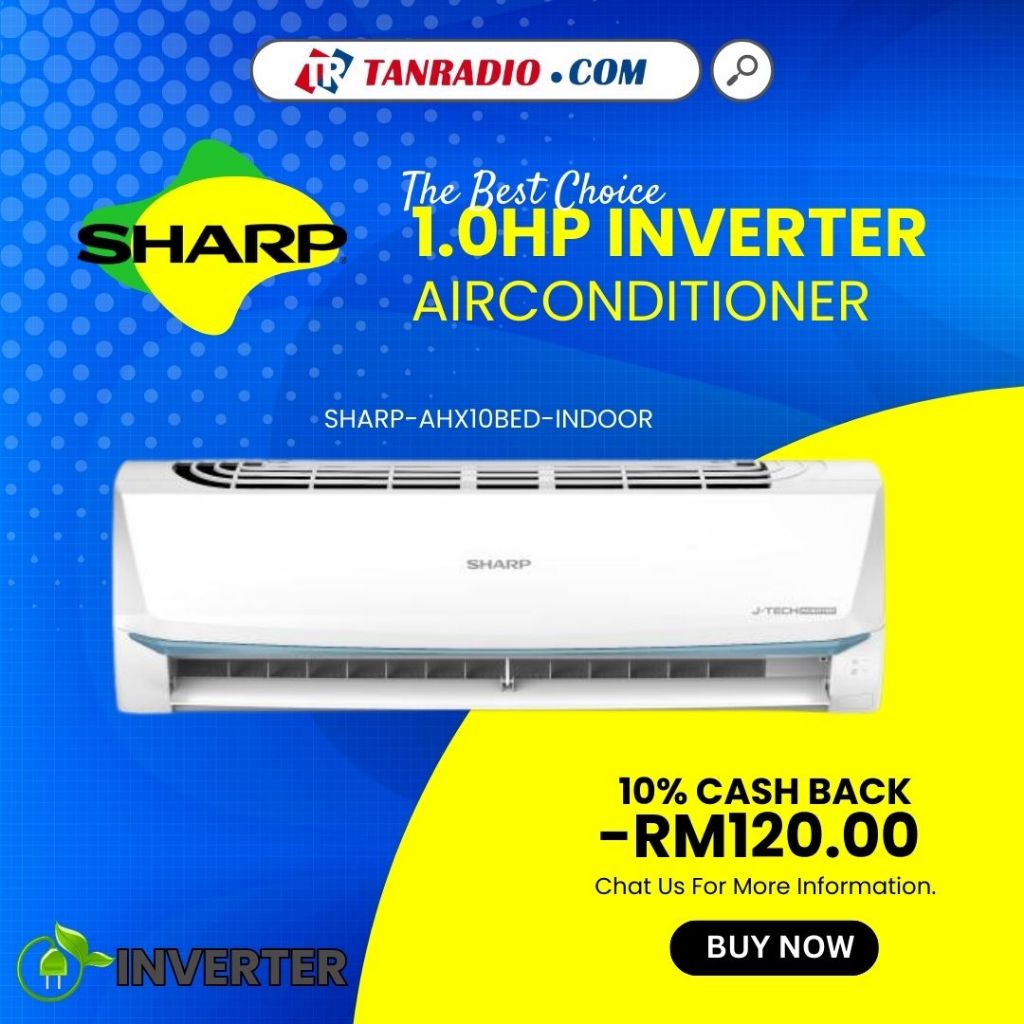 SHARP 1.0/1.5/2.0/2.4 HP WALL TYPE AIR CONDITIONER , J-TECH INVERTER, 5 STARS (INDOOR)