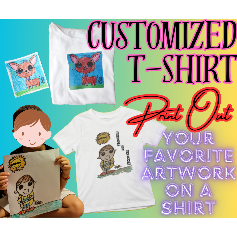 Custom Tshirt/Hoodie Kids Adult Drawing Artwork Quick Dry Jersey/Cotton T-Shirt Round Neck/Hoodie