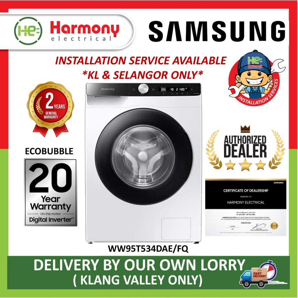 OFFER (FREE DELIVERY + INSTALL KL ) SAMSUNG 9.5kg Front Load Washer WW95T534DAE/FQ iNVERTER (Mesin Basuh) 洗衣机