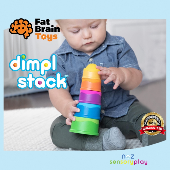 Fat Brain Toys Dimpl Stack - Popping Stack & Nest Sensory Toy for Toddlers