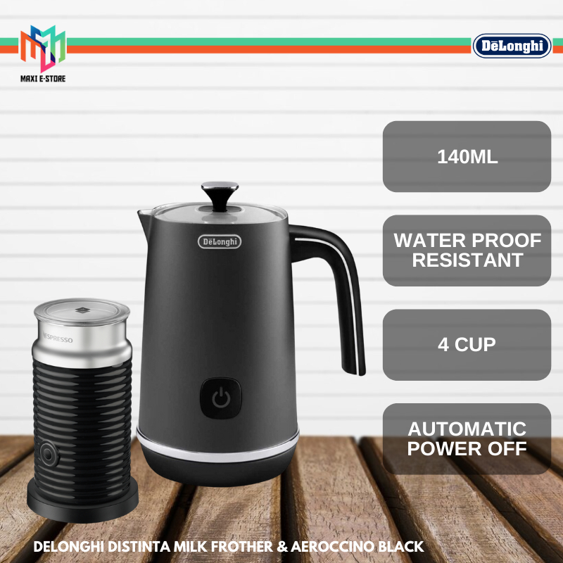 DeLonghi Distinta EMFI.BK Milk Frother 140ml Hot Cold Frothing Non-Stick Inner Nespresso AEROCCINO3 EMFIBK Pembuih Susu