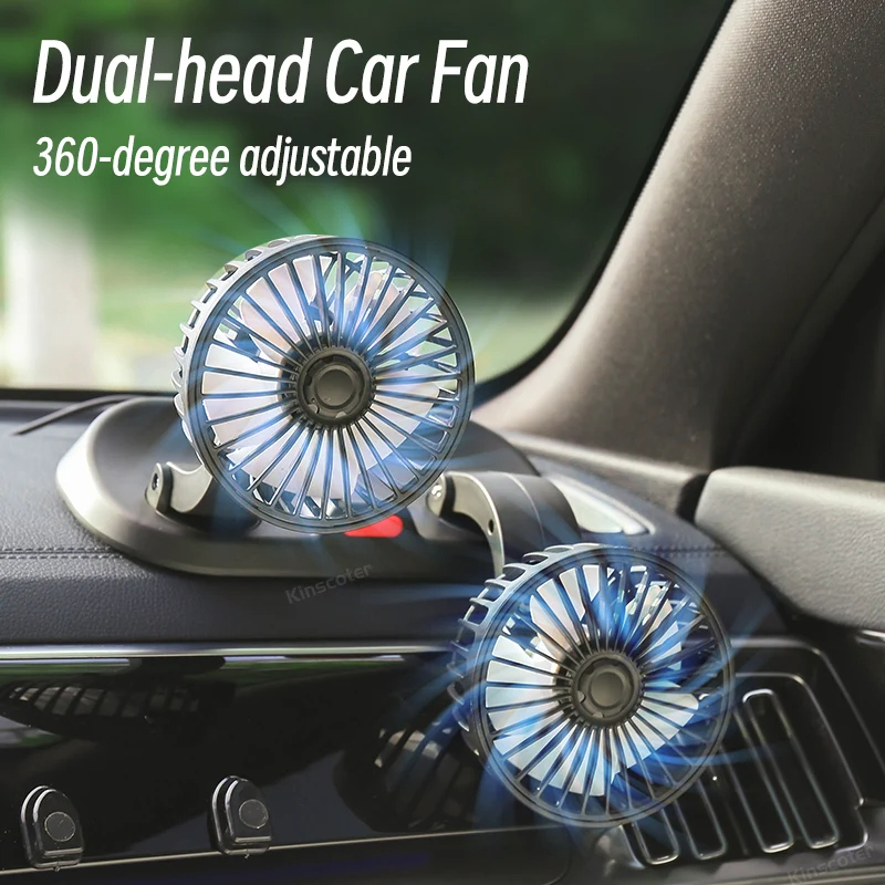 Car Strong Dual Fan Air Conditioning Double Booster Cooler 360° Desktop USB Mini Fan For Car Van Truck Kipas Kereta Home