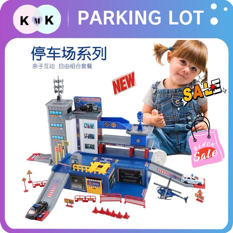 FIRE STATION / BUILDING SITE / POLICE OFFICE Luxury Series Children Parking Lot Play Set Pretend Play [ Ready Stock ]