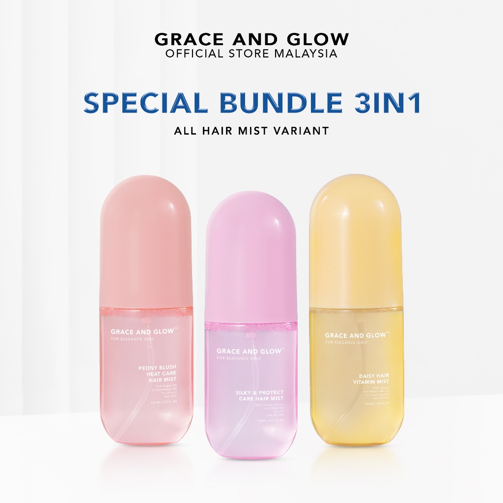 Grace and Glow SPECIAL Bundle 3in1 Silky + Daisy + Peony Blush Hair Vitamin Mist Spray All Hairmist Variant