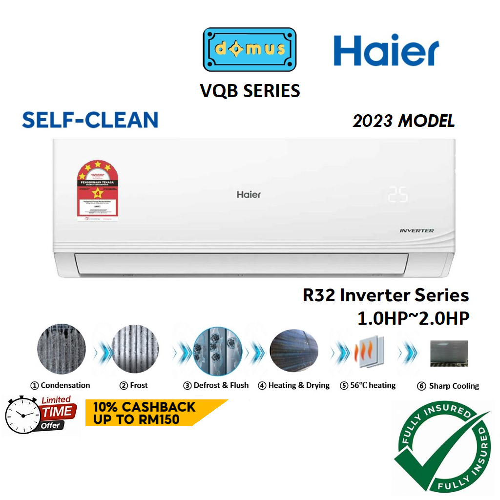 Haier Inverter Air Conditioner 1HP 1.5HP 2HP Penghawa Dingin Air Cond Aircond Murah 冷气机 冷氣機 VQB VQC Series