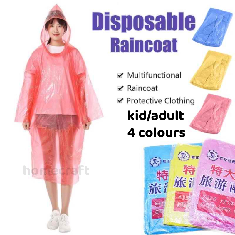 One Time Use Adult Travel Outdoor Disposable Semi Rain Coat Plastic Raincoat Rainwear Emergency Baju Hujan Plastik 一次性雨衣