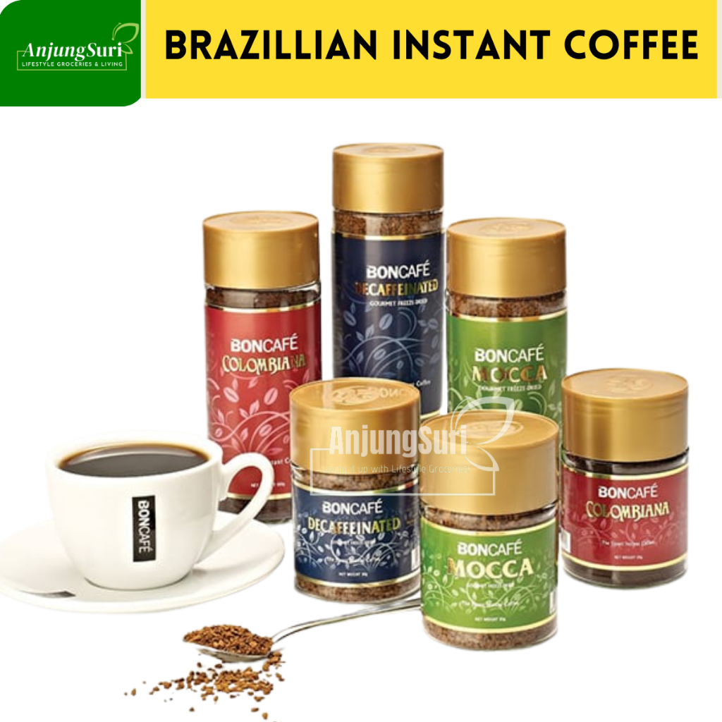 BonCafe Instant Gourmet Coffee Mocha Decaffeinated Colombiana Coffee Bon Cafe Kopi Segera Arabica Beans