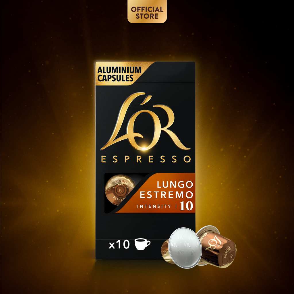 L’OR Espresso Lungo Estremo Intensity 10 Coffee Capsules- Compatible with Nespresso®* Original Coffee Machines