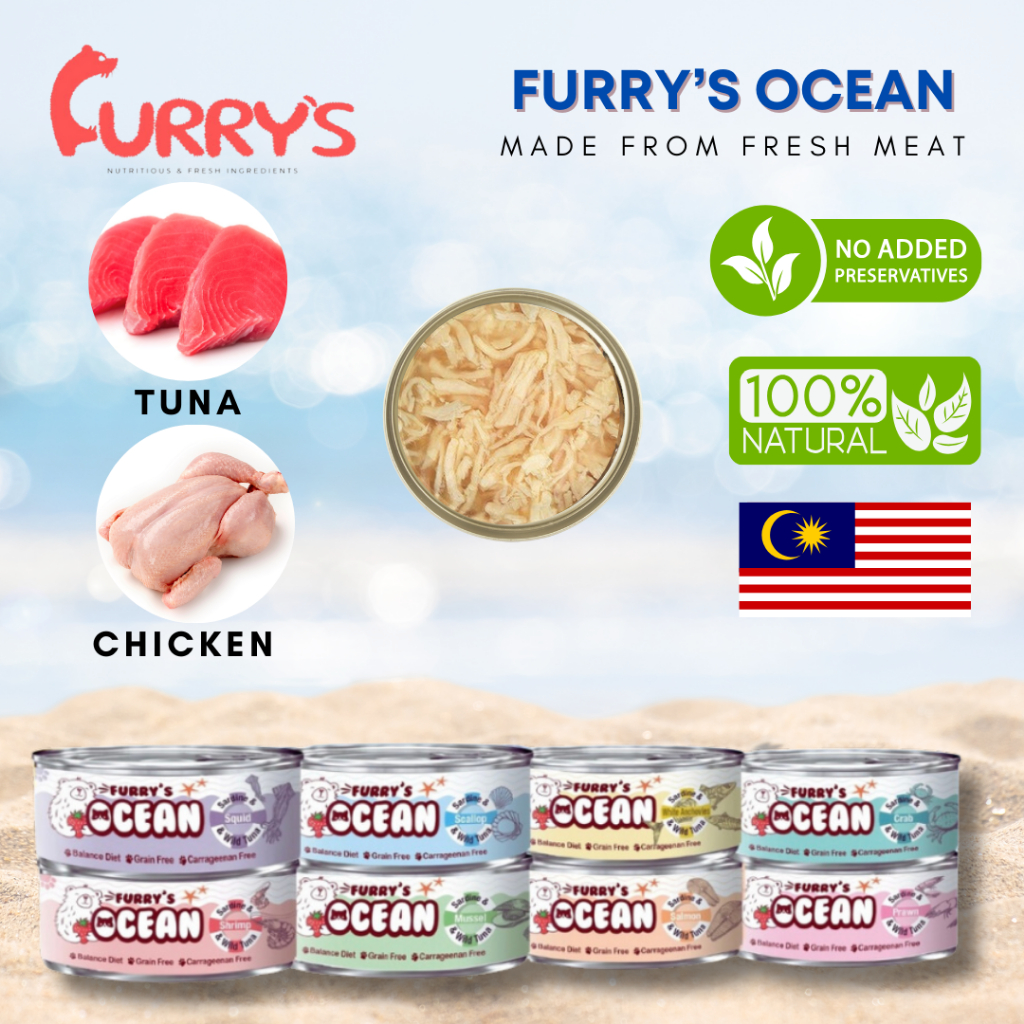 Furry’s Ocean 80g Chicken & Tuna in Flakes Gravy Multi Vitamin & Mineral Balance Diet Cat Canned food,Wet Food,Tin food