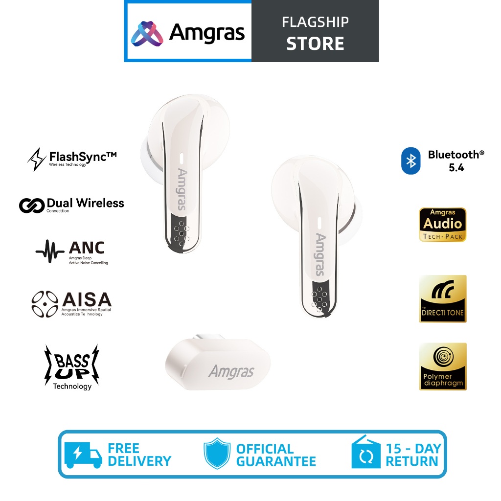 Amgras VRMeta Pro Bluetooth eraphone 2.4ghz Dongle Wireless Earbud Gaming ANC Transparent Mode TWS Earphones HIFI IPX5